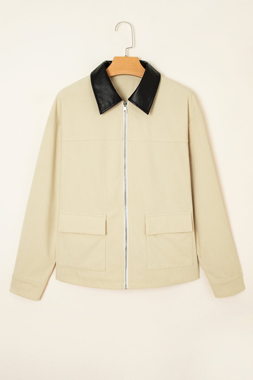 Textured Zip-Up Collared Faux Leather Jacket - Rooted & Reckless Co.