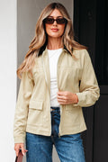 Textured Zip-Up Collared Faux Leather Jacket - Rooted & Reckless Co.