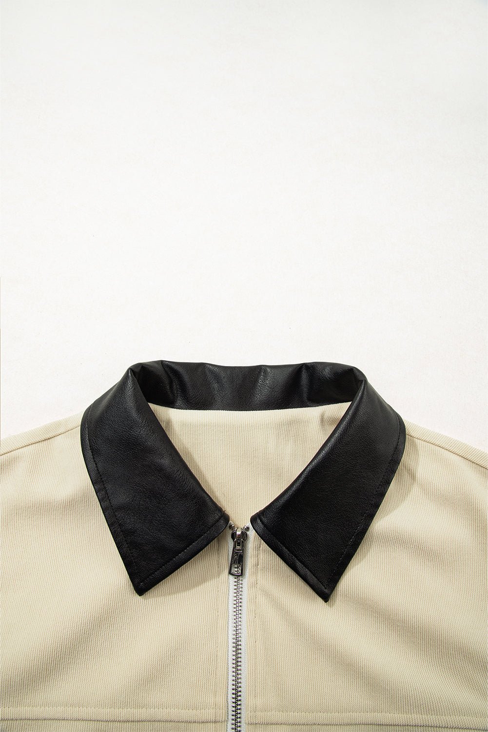Textured Zip-Up Collared Faux Leather Jacket - Rooted & Reckless Co.