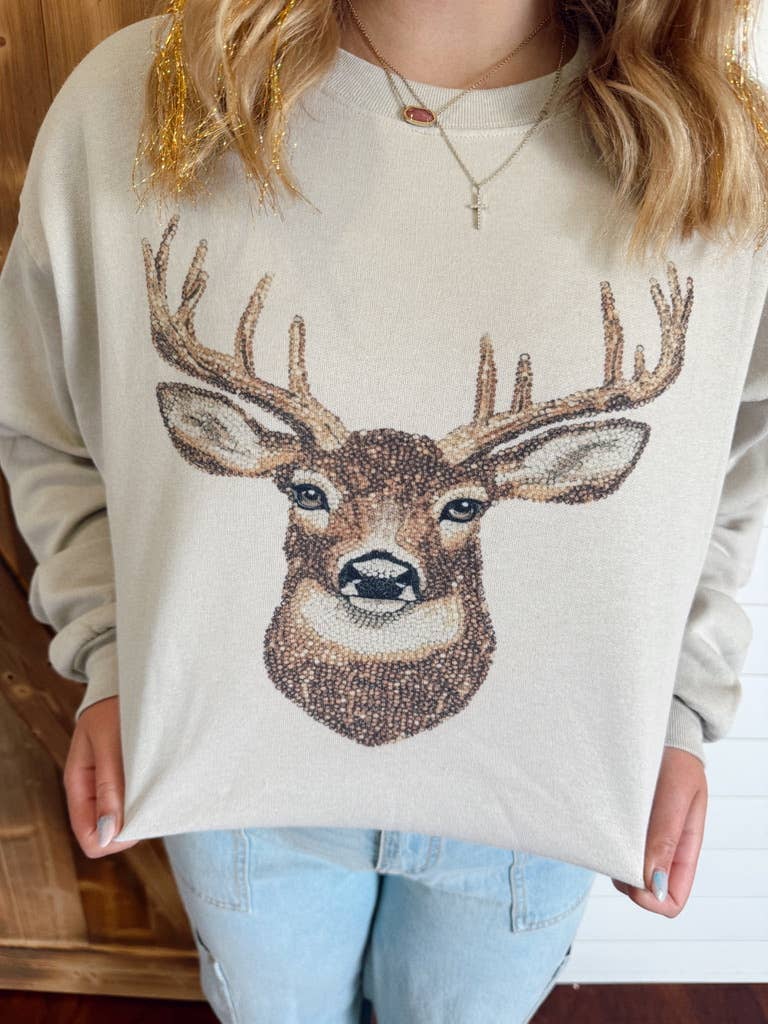 THE BEDAZZLED B-U-C-K CREW SWEATSHIRT - Rooted & Reckless Co.