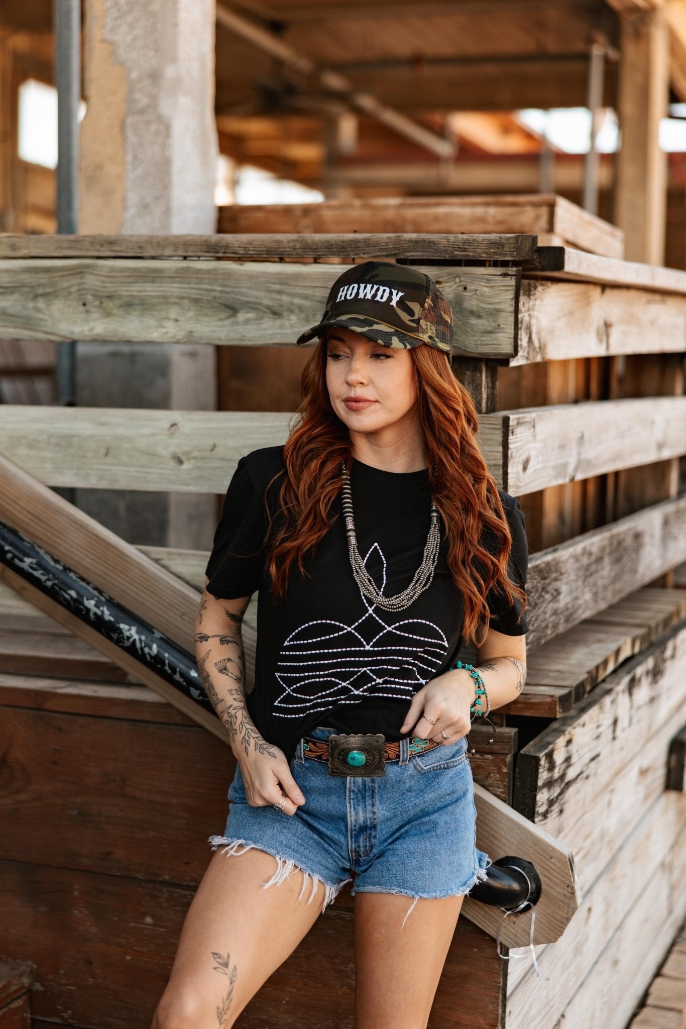 The Original, Viral Boot Stitch Western Graphic Tee - Black - Rooted & Reckless Co.