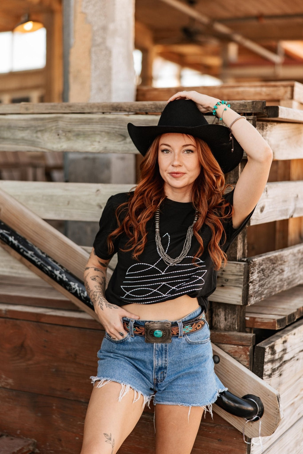 The Original, Viral Boot Stitch Western Graphic Tee - Black - Rooted & Reckless Co.
