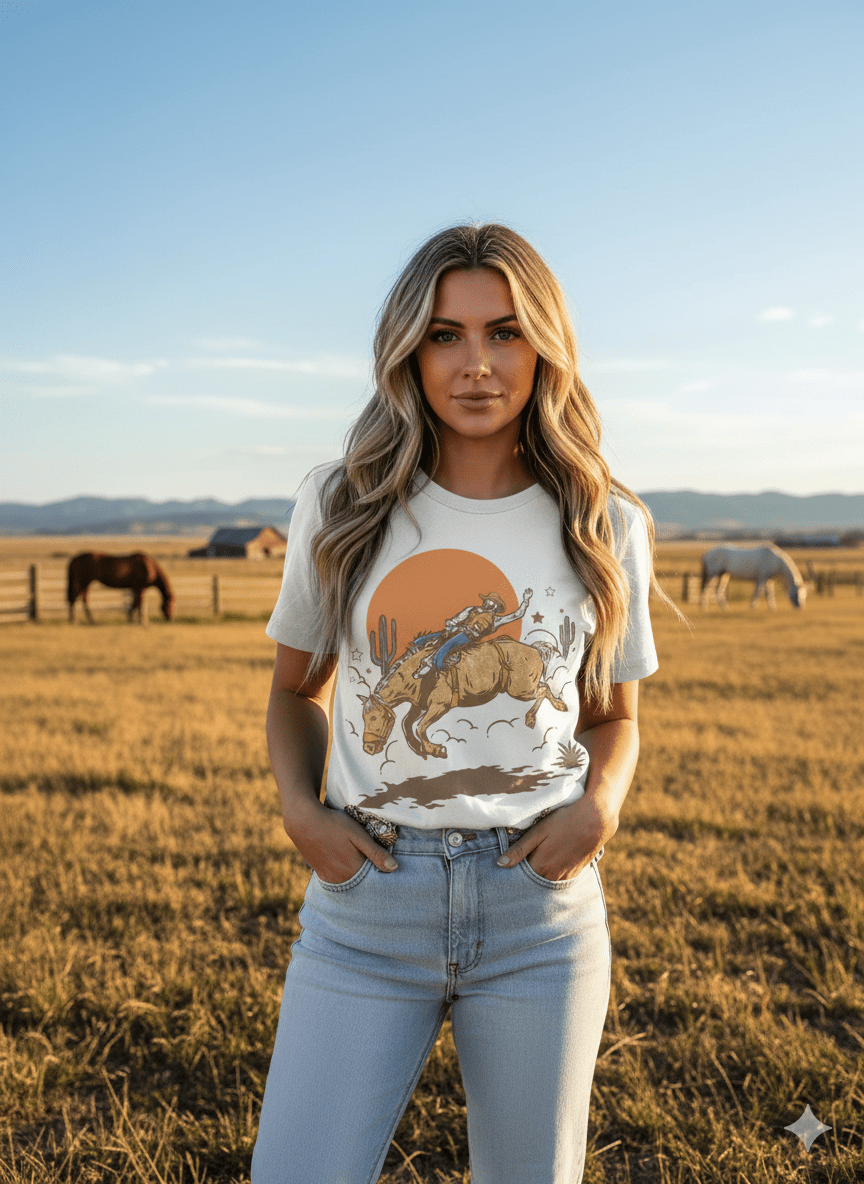 The Sunset Cowboy Rider Graphic Tee - Rooted & Reckless Co.