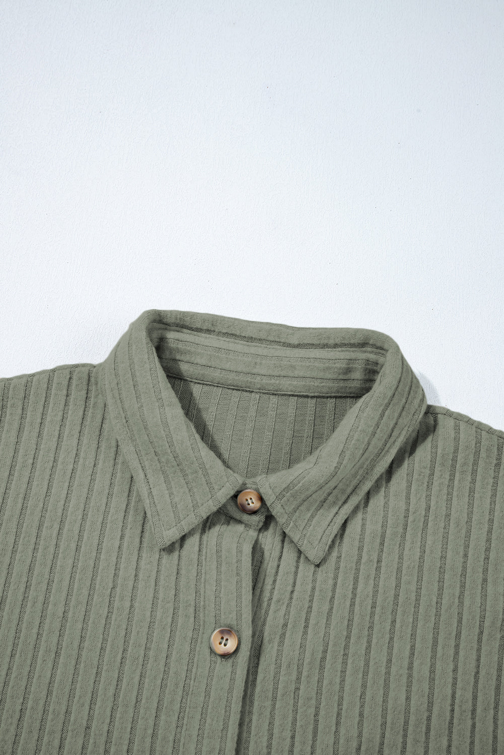 Thermal Ribbed Button-Up Drop Shoulder Textured Shacket - Rooted & Reckless Co.