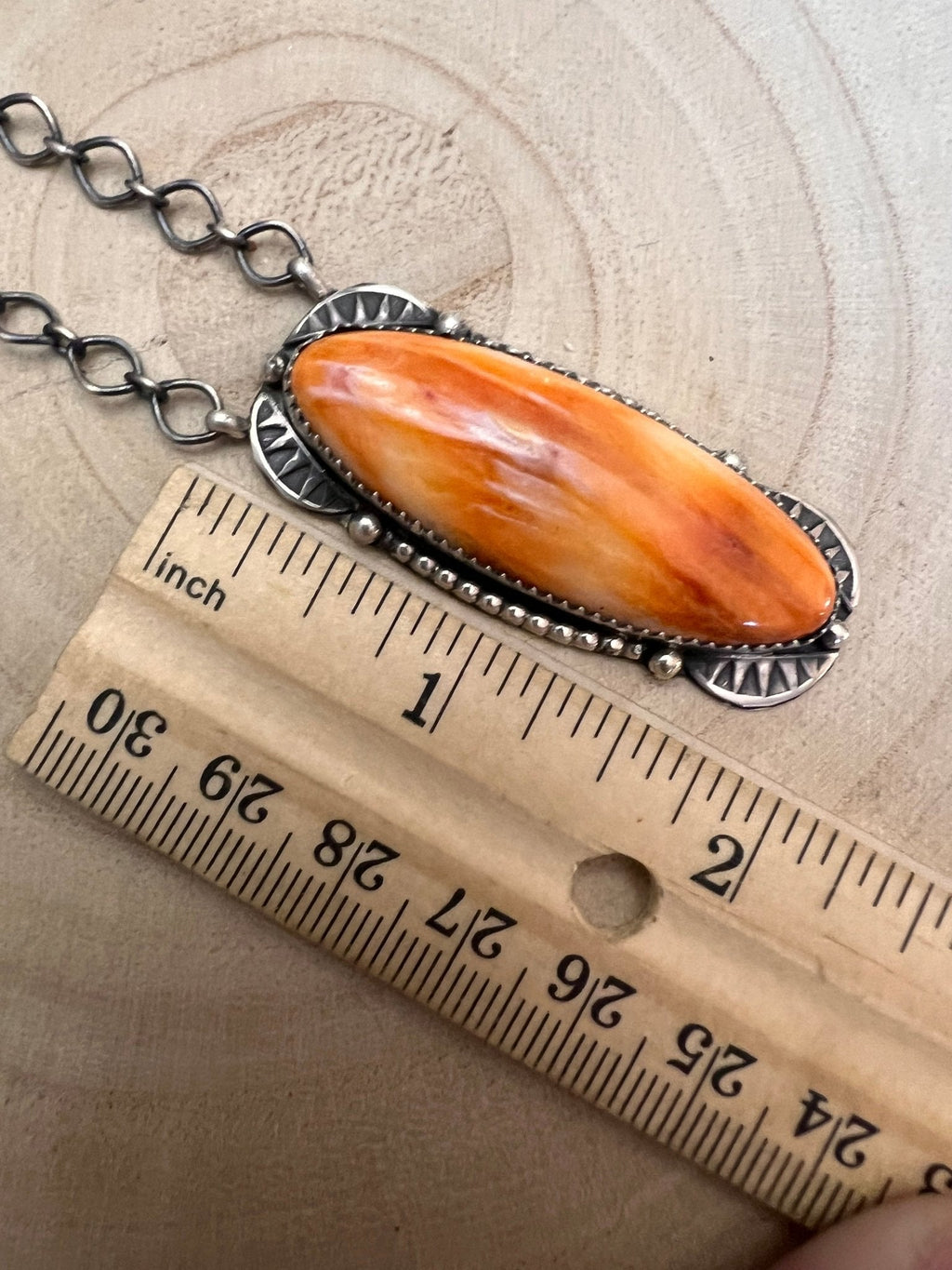 Tia Long Navajo Handmade LARGE Sterling Silver Spiny Oyster Necklace — 18" (Premium Size) - Rooted & Reckless Co.