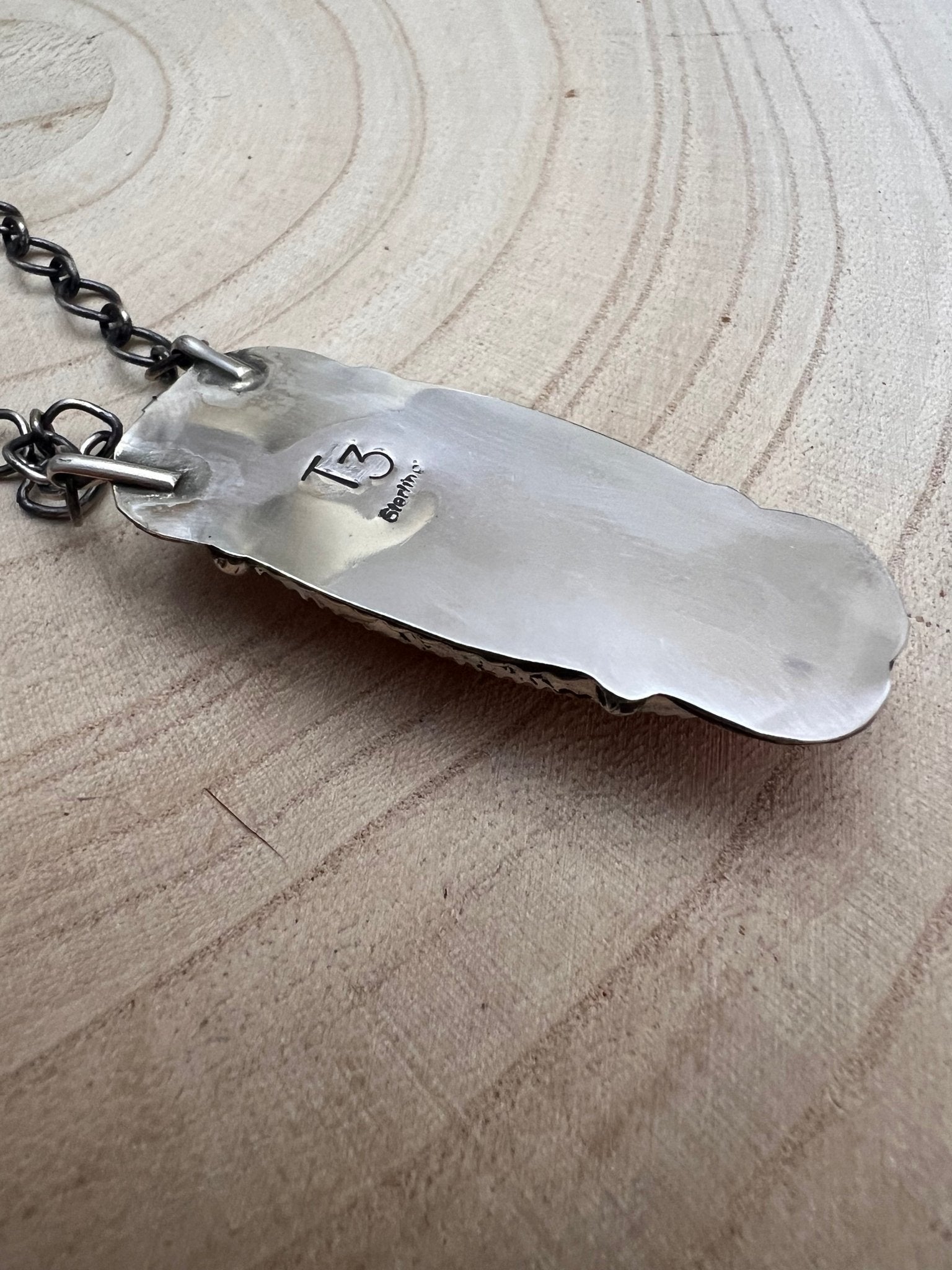 Tia Long Navajo Handmade LARGE Sterling Silver Spiny Oyster Necklace — 18" (Premium Size) - Rooted & Reckless Co.