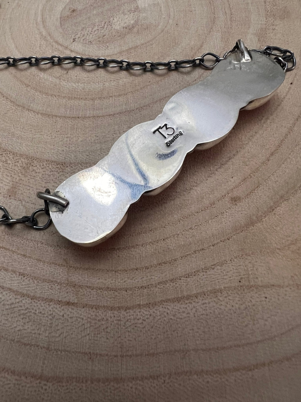 Tia Long Navajo Handmade Sterling Silver Spiny Oyster Necklace — 18" (4 Cabochons, Sterling Stamped) - Rooted & Reckless Co.