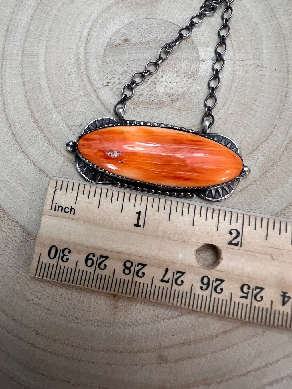 Tia Long Navajo Handmade Sterling Silver Spiny Oyster Necklace — 18" (Standard 2" Pendant) - Rooted & Reckless Co.