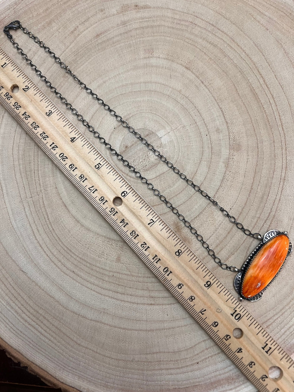 Tia Long Navajo Handmade Sterling Silver Spiny Oyster Necklace — 18" (Standard 2" Pendant) - Rooted & Reckless Co.
