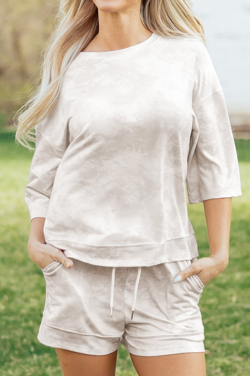 Tie Dye 3/4 Sleeve Top and Shorts Set - Rooted & Reckless Co.
