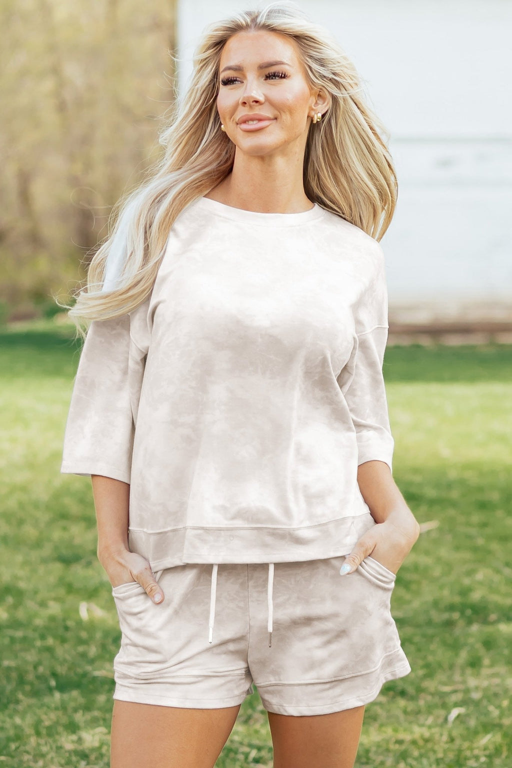Tie Dye 3/4 Sleeve Top and Shorts Set - Rooted & Reckless Co.