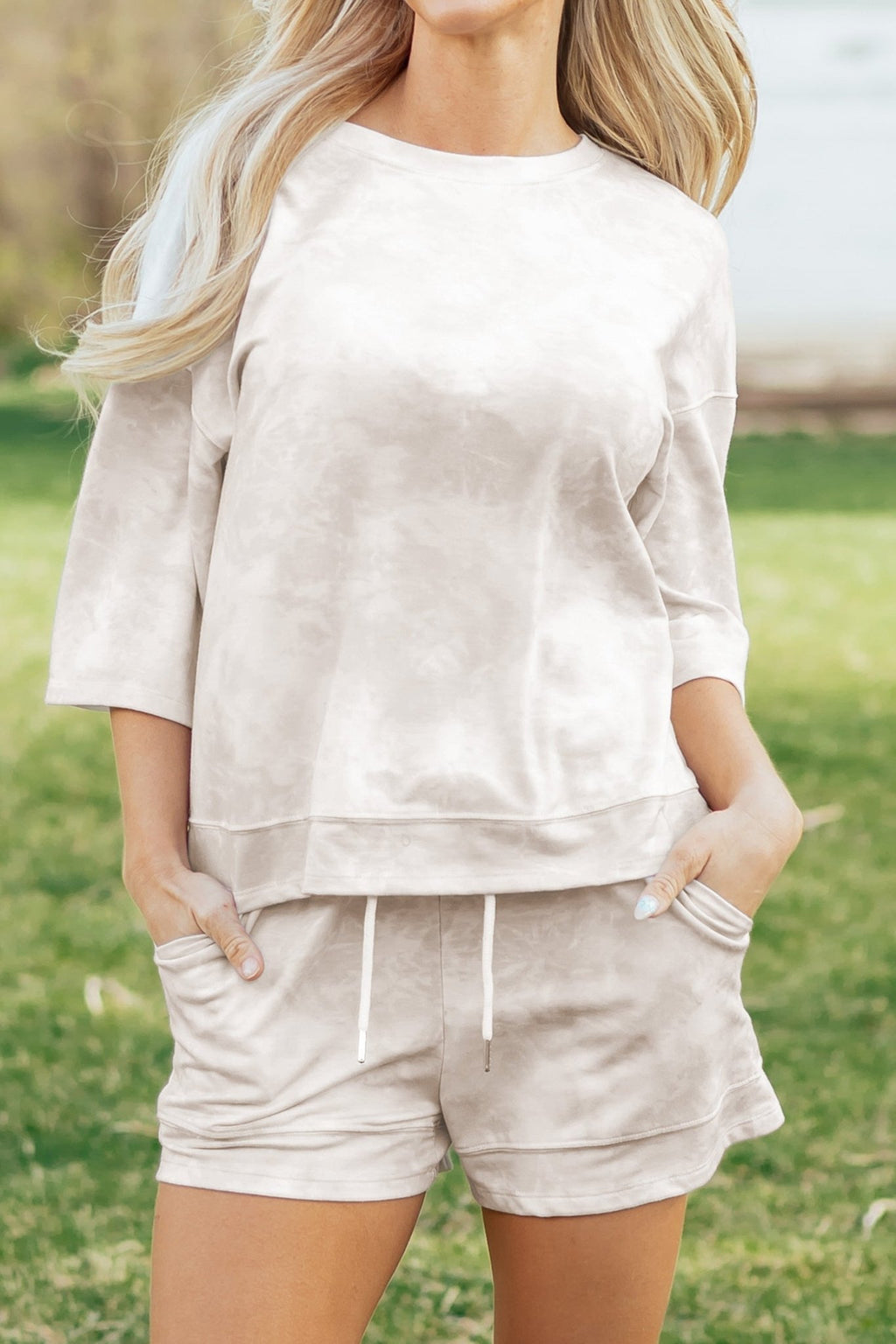 Tie Dye 3/4 Sleeve Top and Shorts Set - Rooted & Reckless Co.