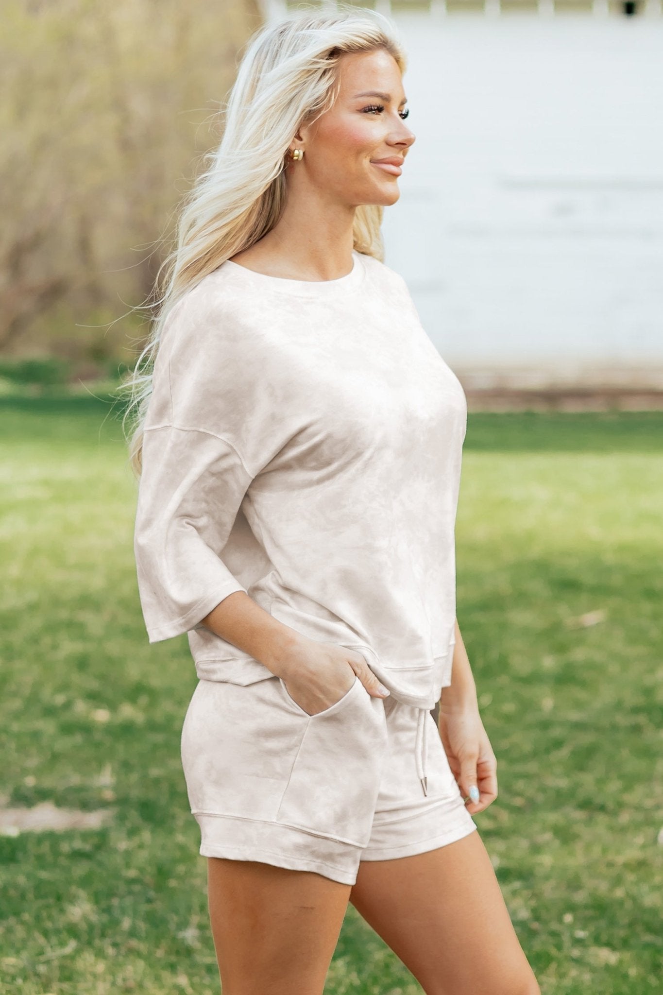 Tie Dye 3/4 Sleeve Top and Shorts Set - Rooted & Reckless Co.