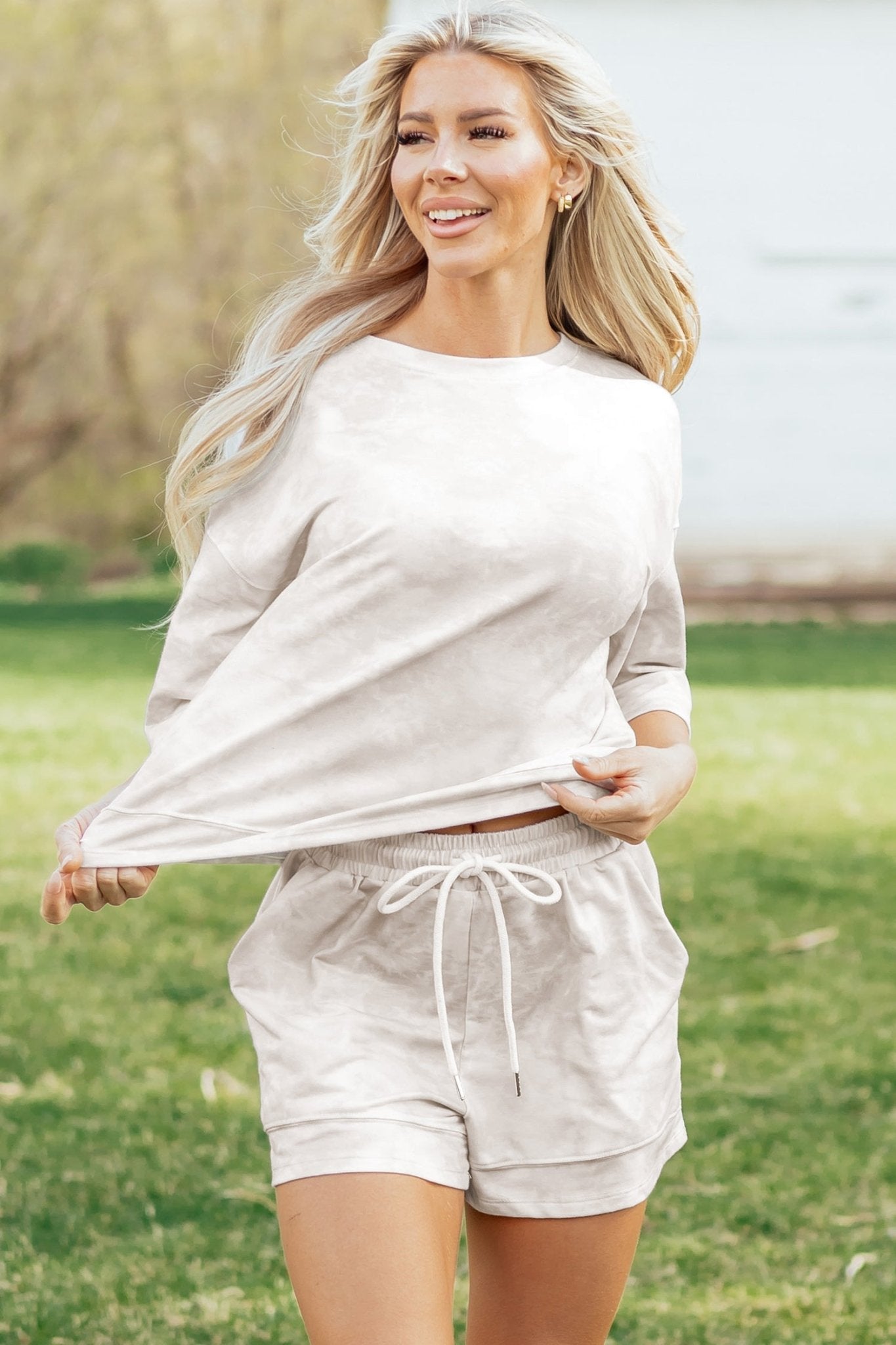 Tie Dye 3/4 Sleeve Top and Shorts Set - Rooted & Reckless Co.