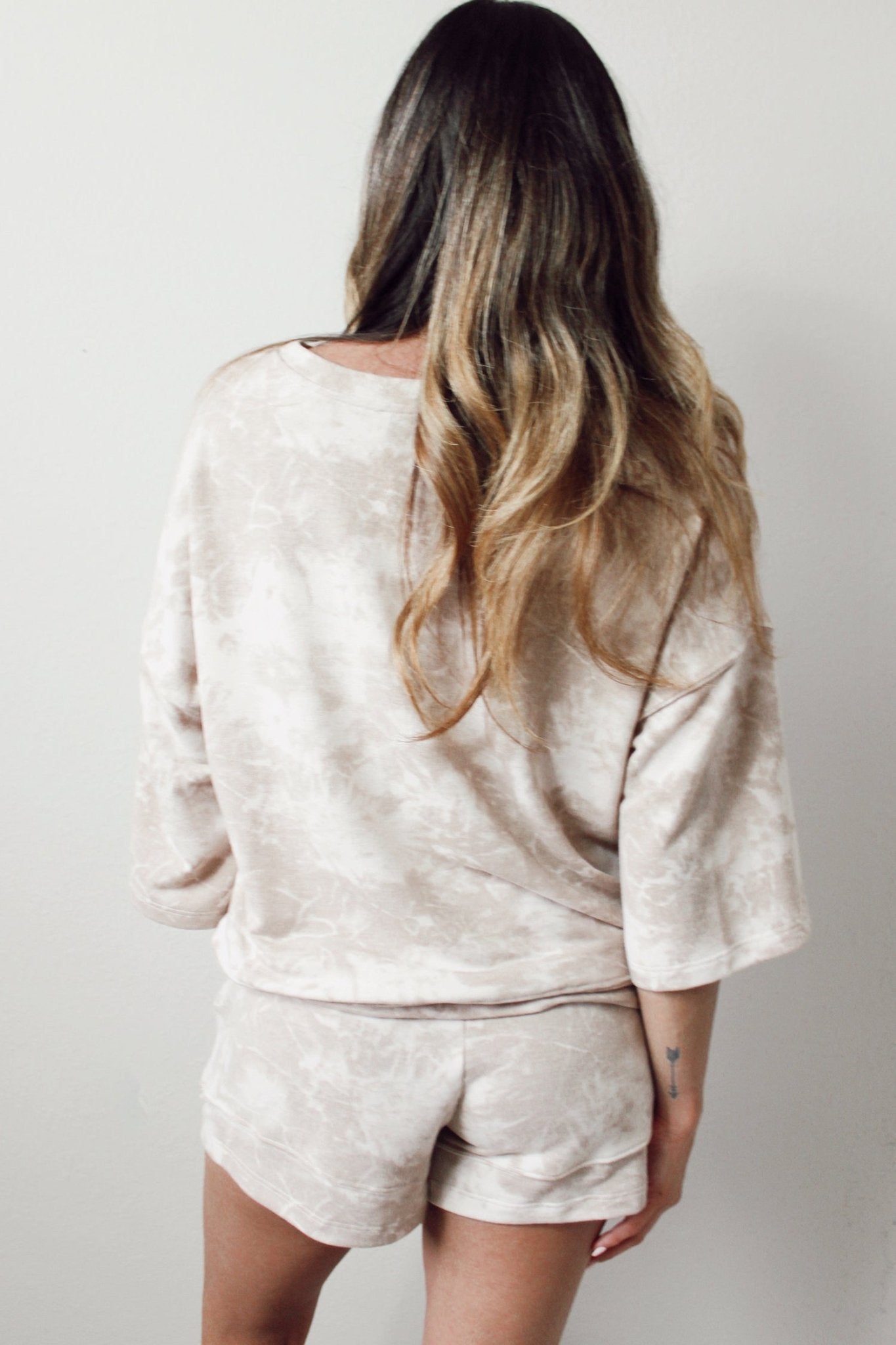 Tie Dye 3/4 Sleeve Top and Shorts Set - Rooted & Reckless Co.