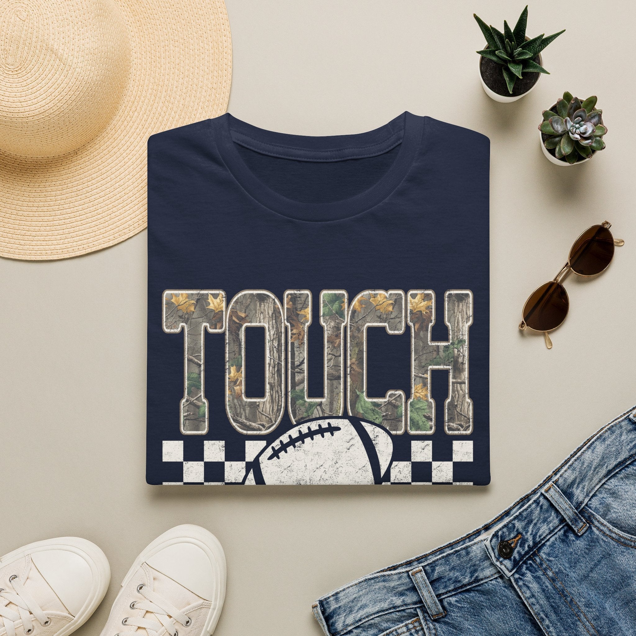 Touchdown Football T-Shirt — Vintage Camo Grid Tee - Rooted & Reckless Co.