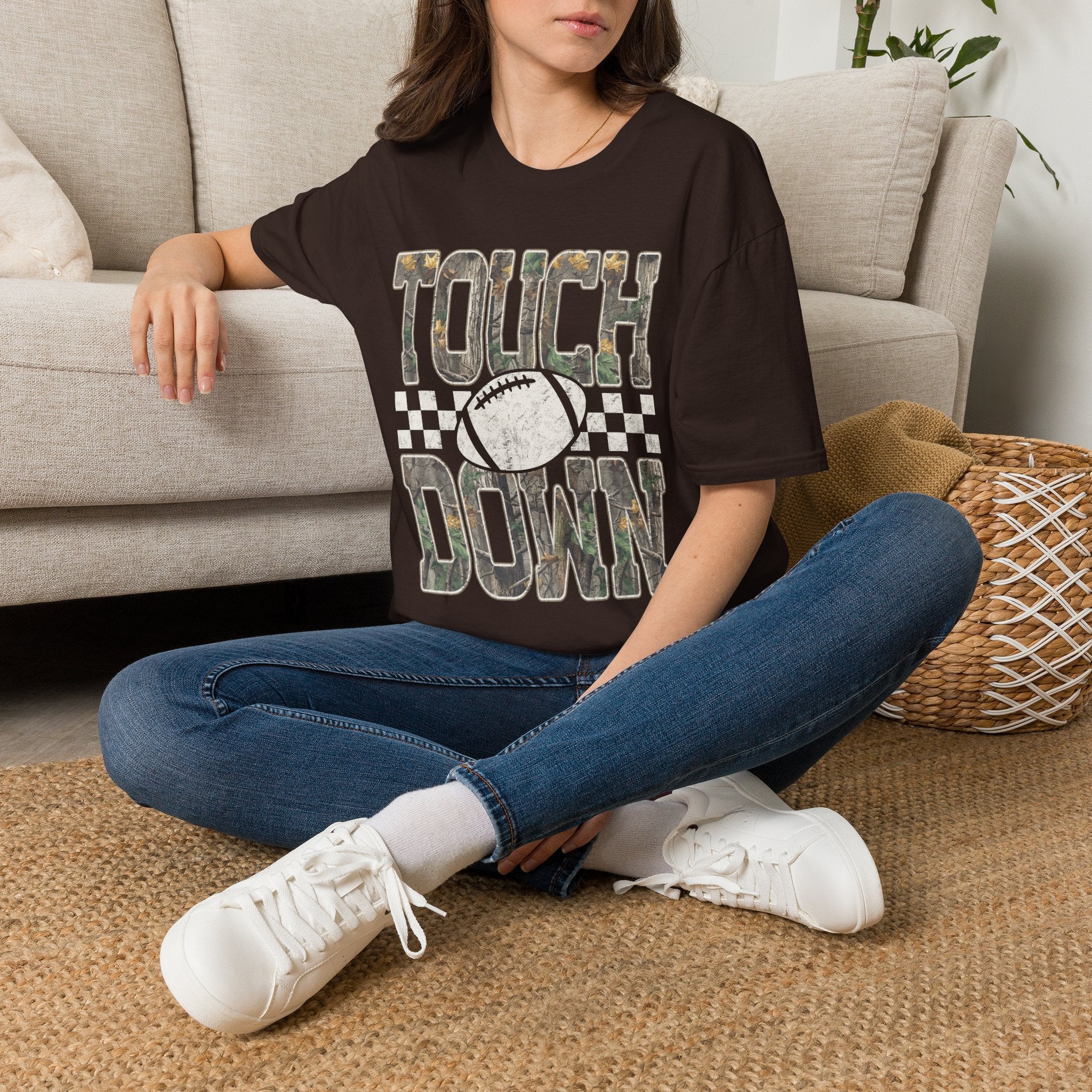 Touchdown Football T-Shirt — Vintage Camo Grid Tee - Rooted & Reckless Co.