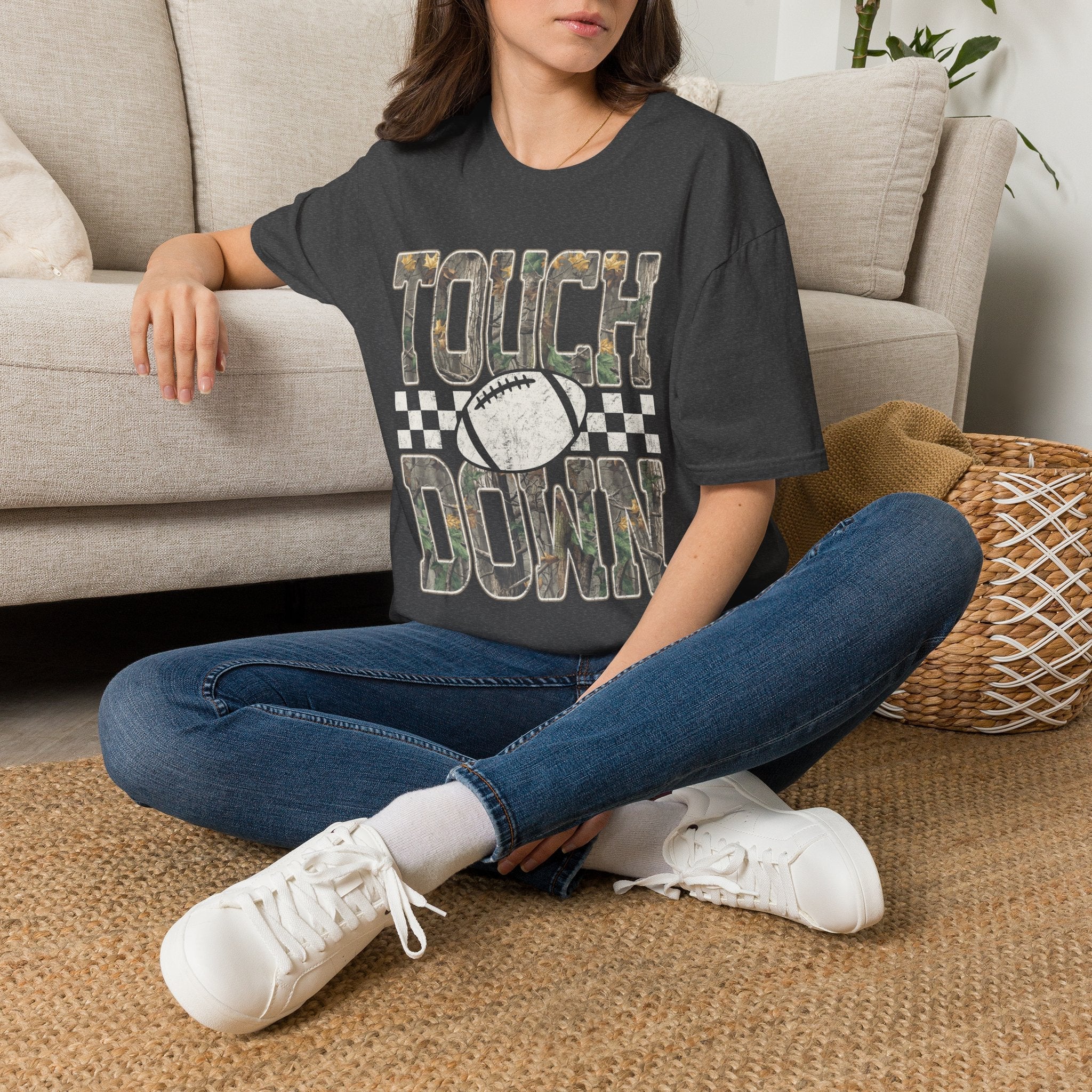 Touchdown Football T-Shirt — Vintage Camo Grid Tee - Rooted & Reckless Co.