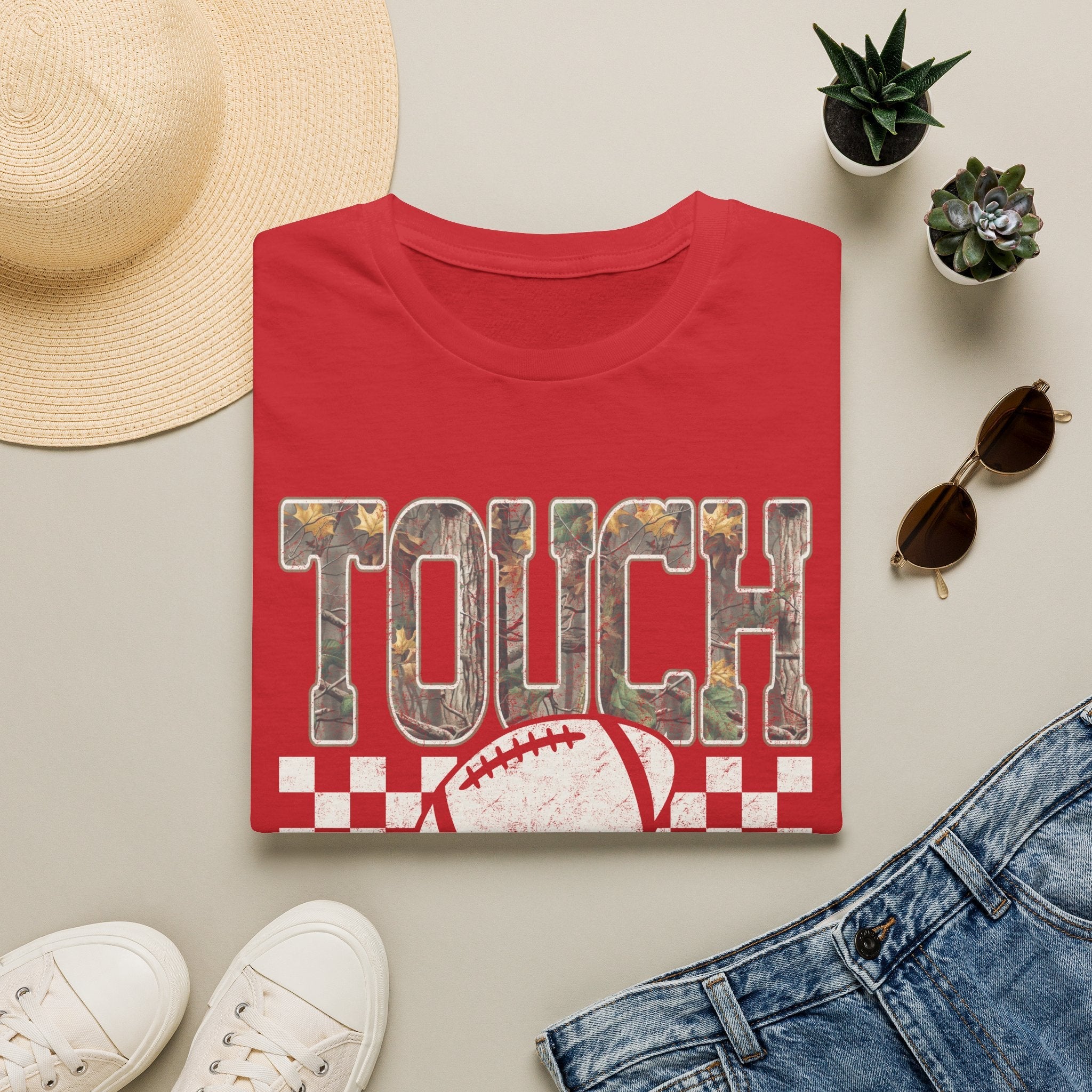 Touchdown Football T-Shirt — Vintage Camo Grid Tee - Rooted & Reckless Co.