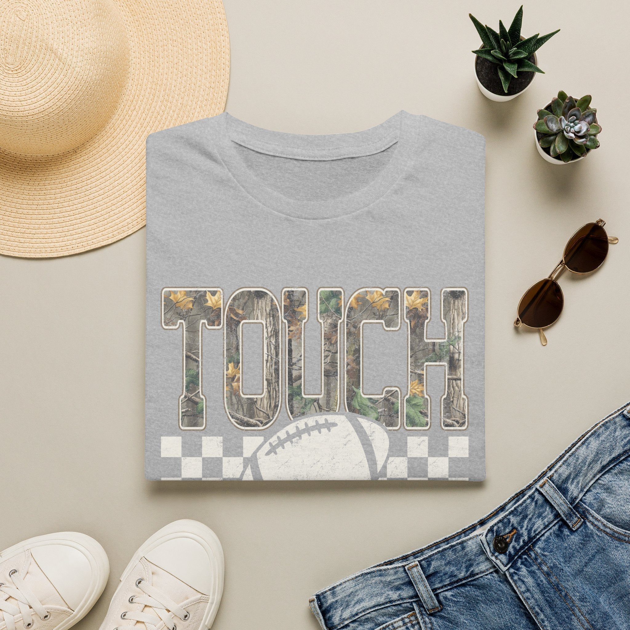 Touchdown Football T-Shirt — Vintage Camo Grid Tee - Rooted & Reckless Co.