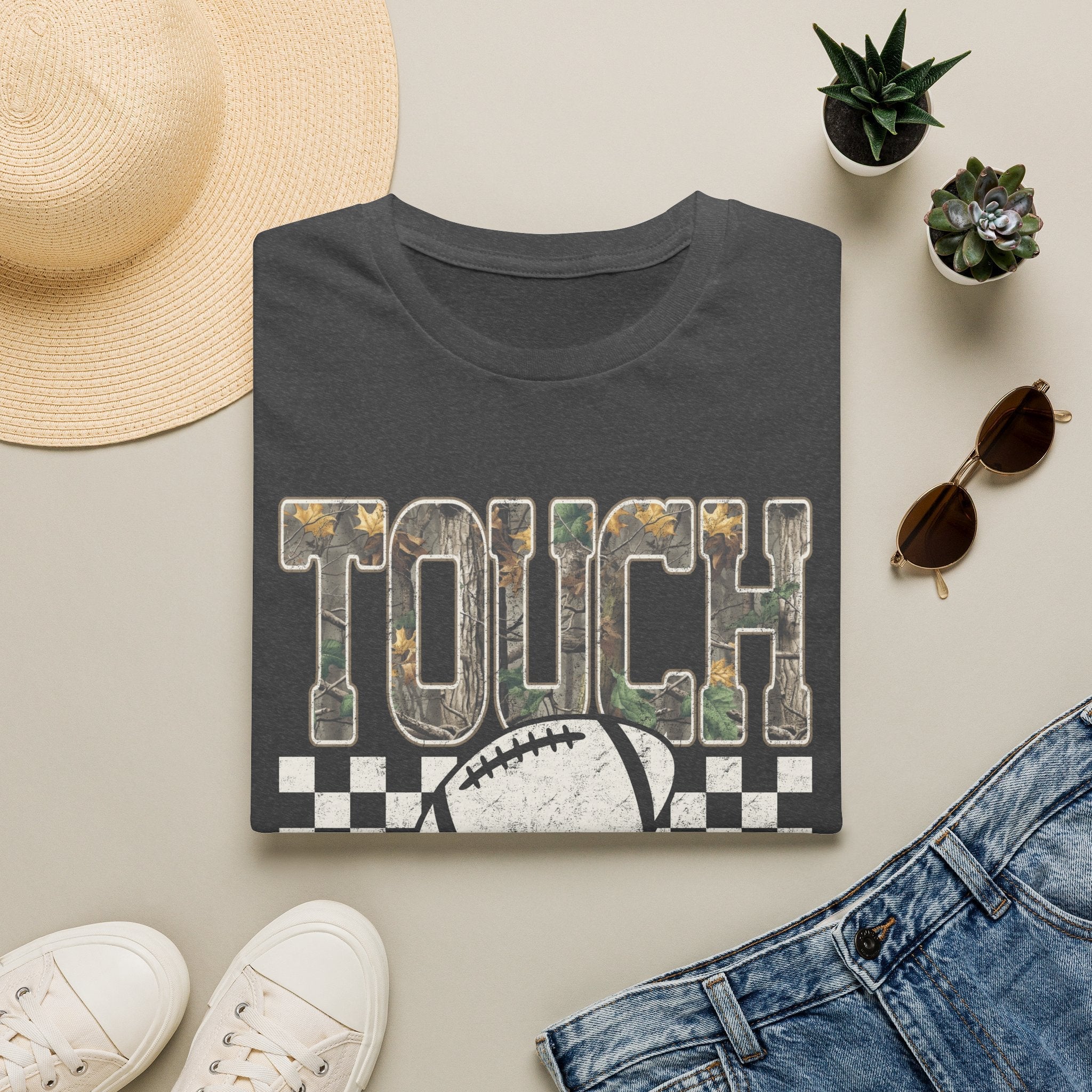Touchdown Football T-Shirt — Vintage Camo Grid Tee - Rooted & Reckless Co.