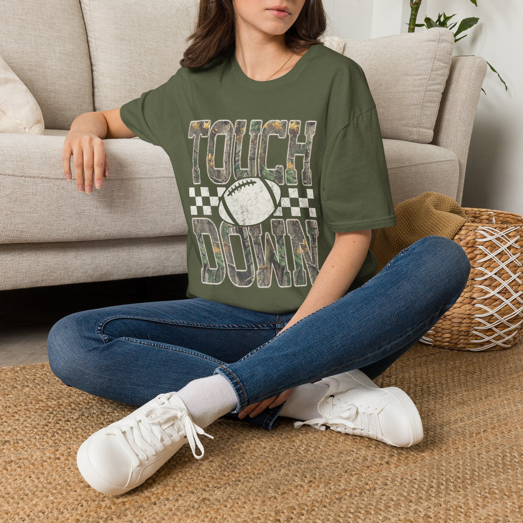 Touchdown Football T-Shirt — Vintage Camo Grid Tee - Rooted & Reckless Co.