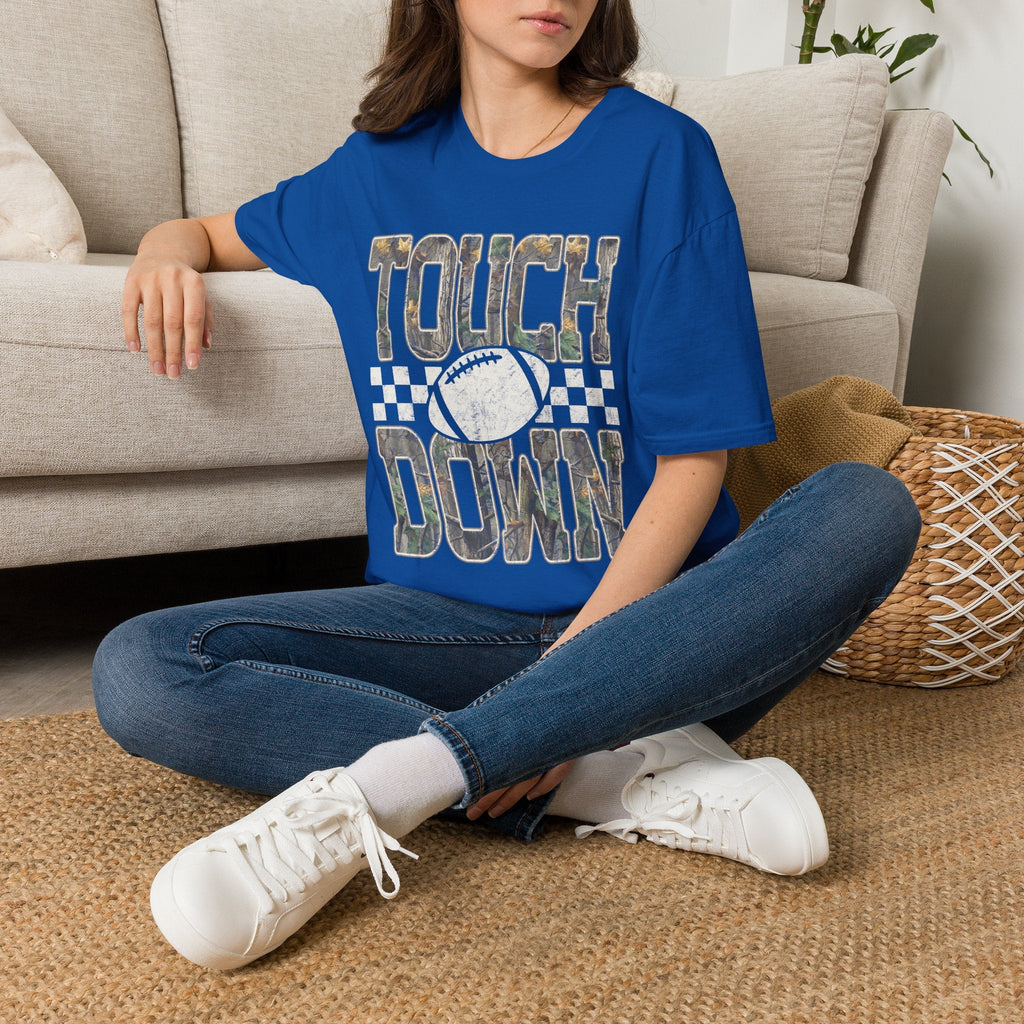 Touchdown Football T-Shirt — Vintage Camo Grid Tee - Rooted & Reckless Co.