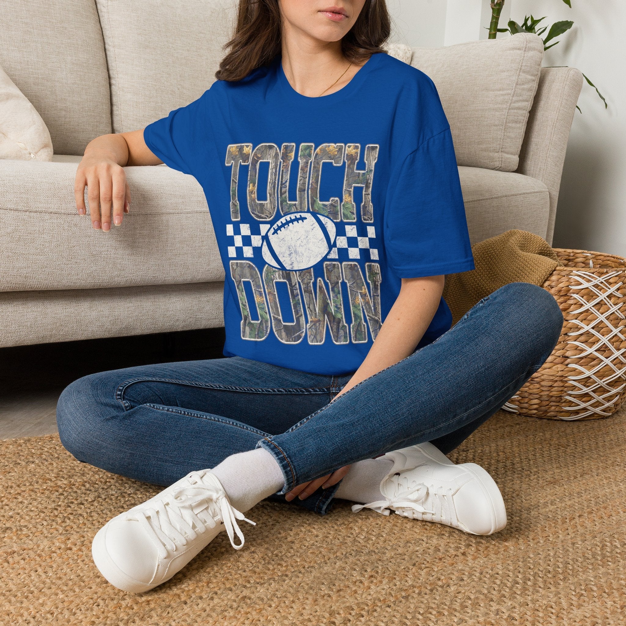 Touchdown Football T-Shirt — Vintage Camo Grid Tee - Rooted & Reckless Co.