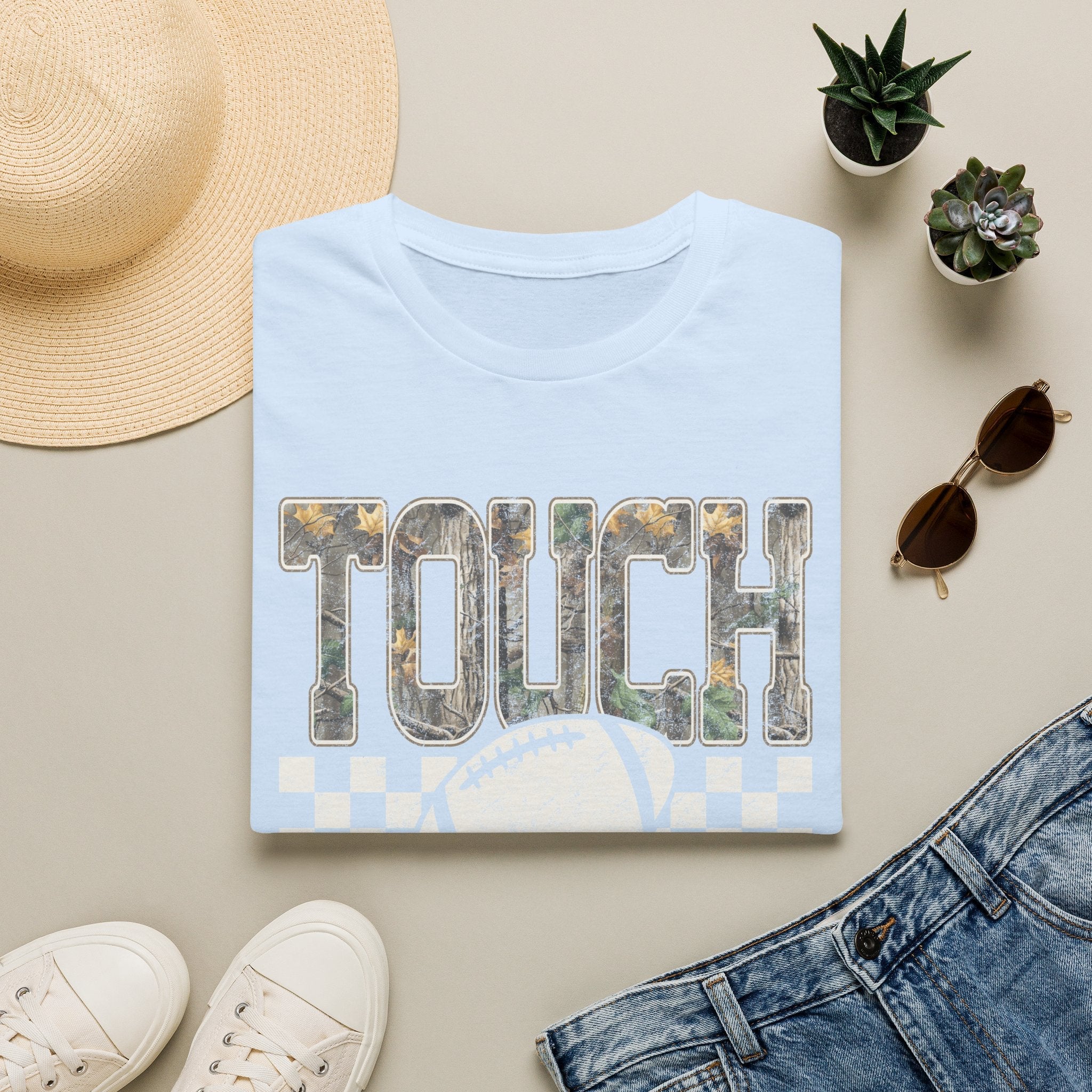 Touchdown Football T-Shirt — Vintage Camo Grid Tee - Rooted & Reckless Co.