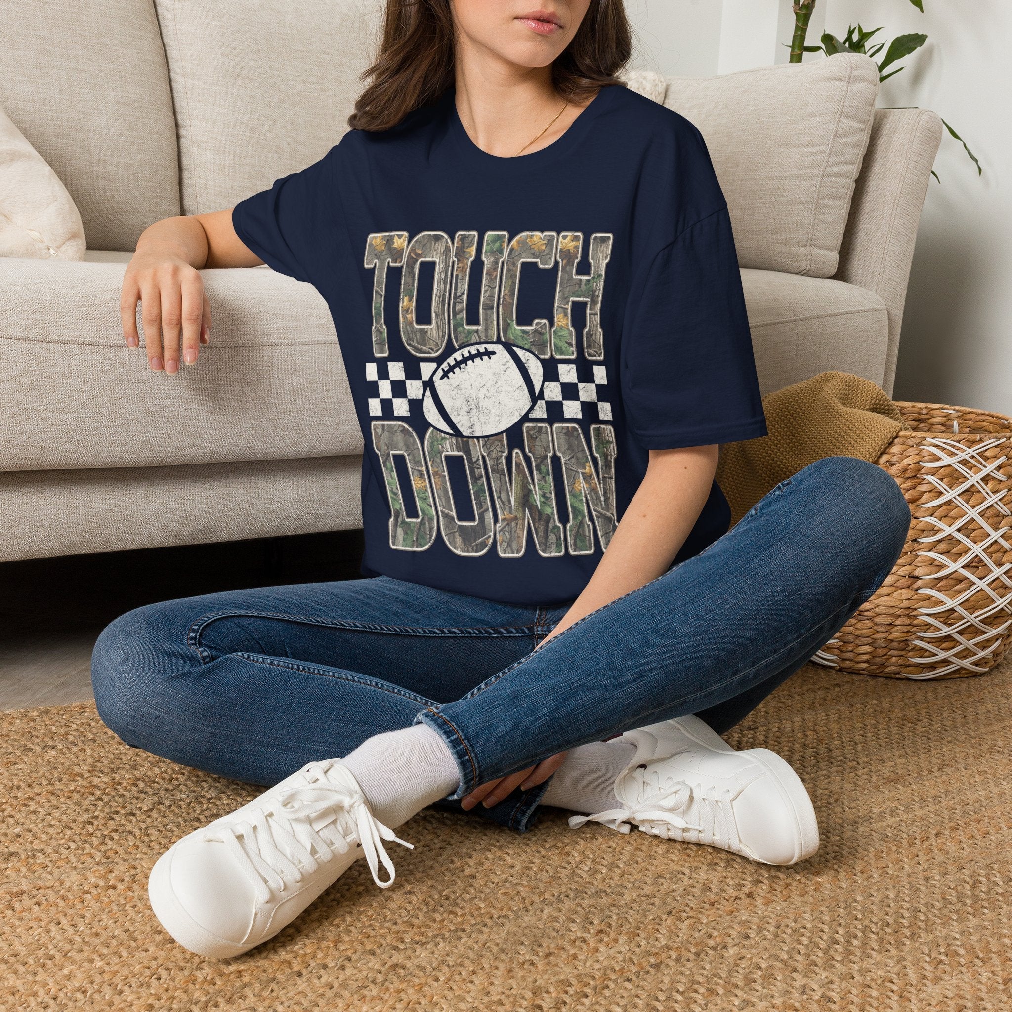 Touchdown Football T-Shirt — Vintage Camo Grid Tee - Rooted & Reckless Co.