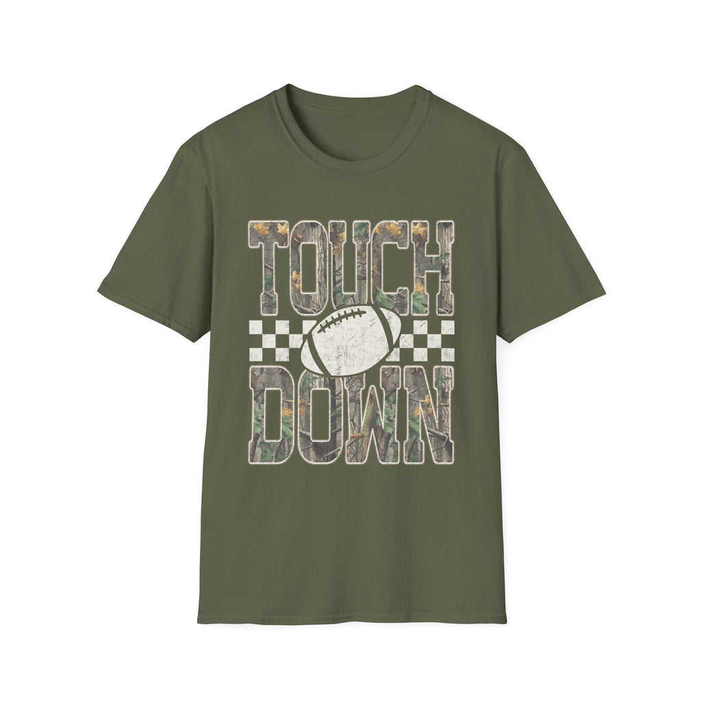 Touchdown Football T-Shirt — Vintage Camo Grid Tee - Rooted & Reckless Co.