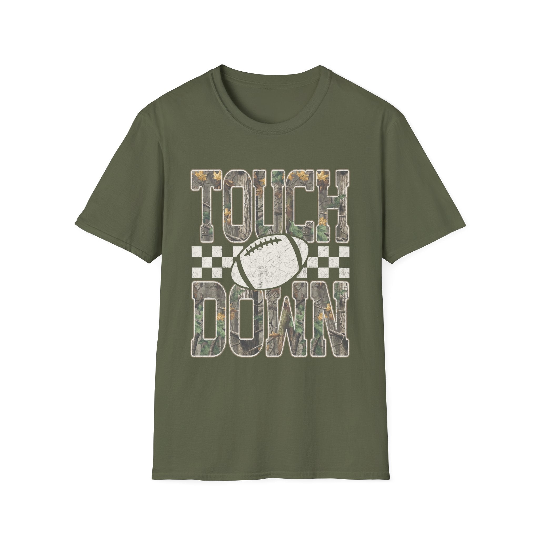 Touchdown Football T-Shirt — Vintage Camo Grid Tee - Rooted & Reckless Co.