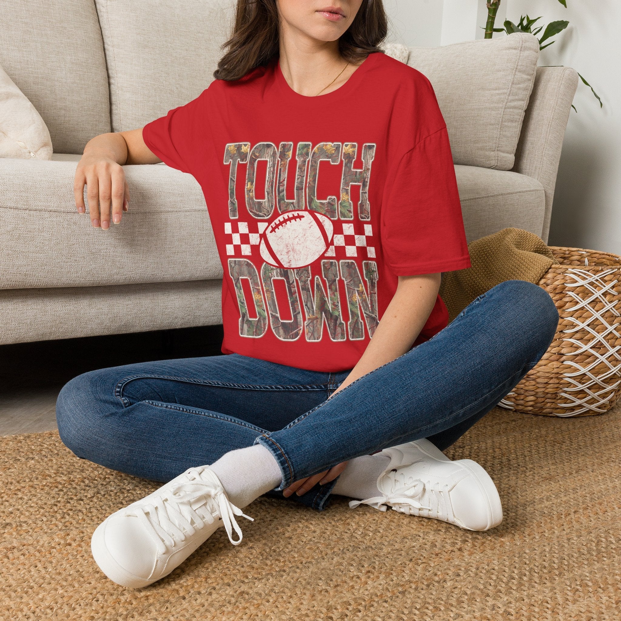 Touchdown Football T-Shirt — Vintage Camo Grid Tee - Rooted & Reckless Co.