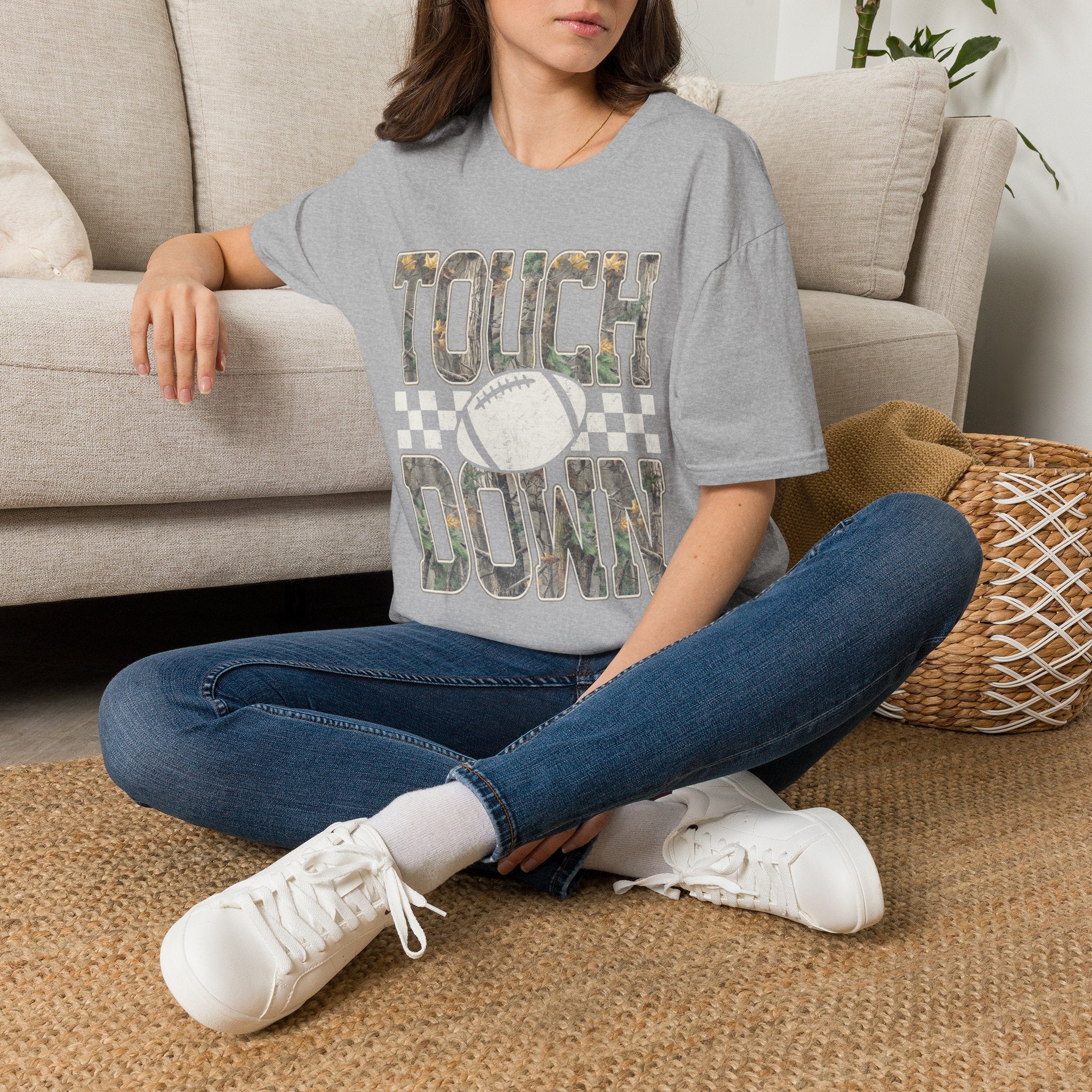Touchdown Football T-Shirt — Vintage Camo Grid Tee - Rooted & Reckless Co.