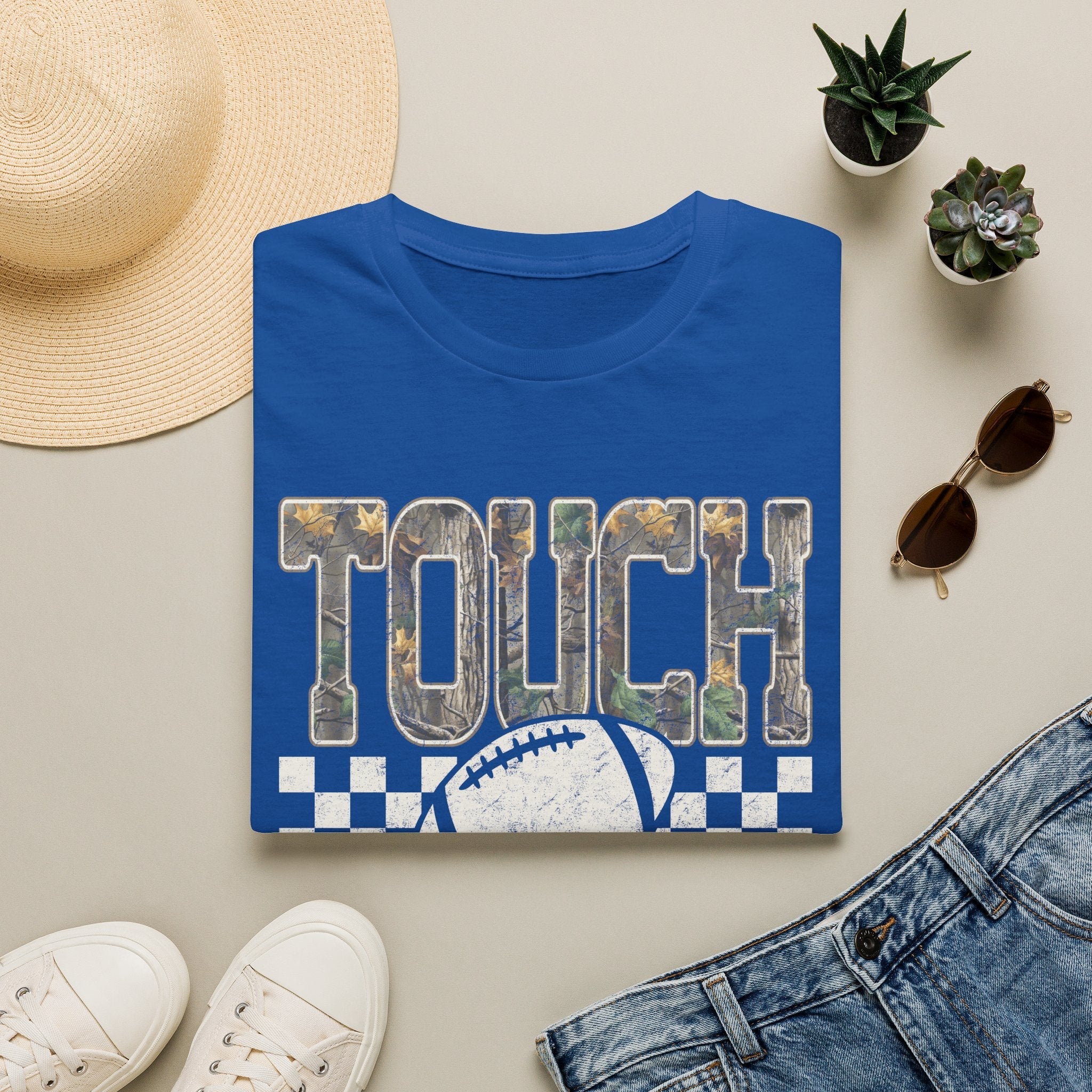 Touchdown Football T-Shirt — Vintage Camo Grid Tee - Rooted & Reckless Co.