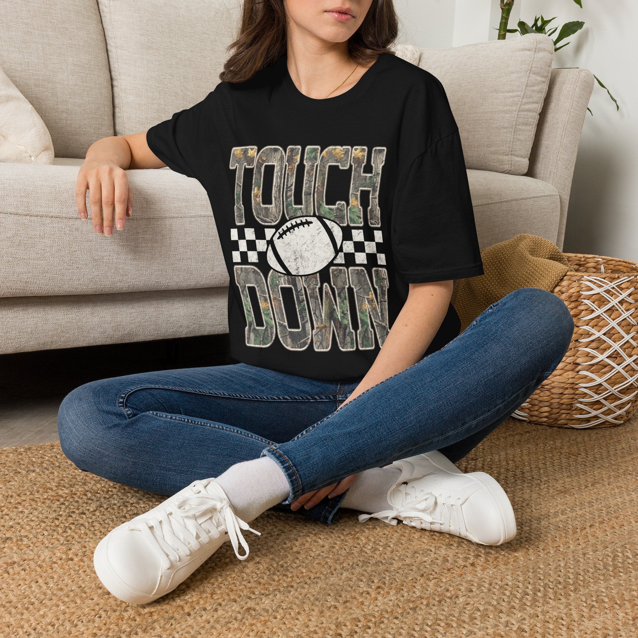 Touchdown Football T-Shirt — Vintage Camo Grid Tee - Rooted & Reckless Co.