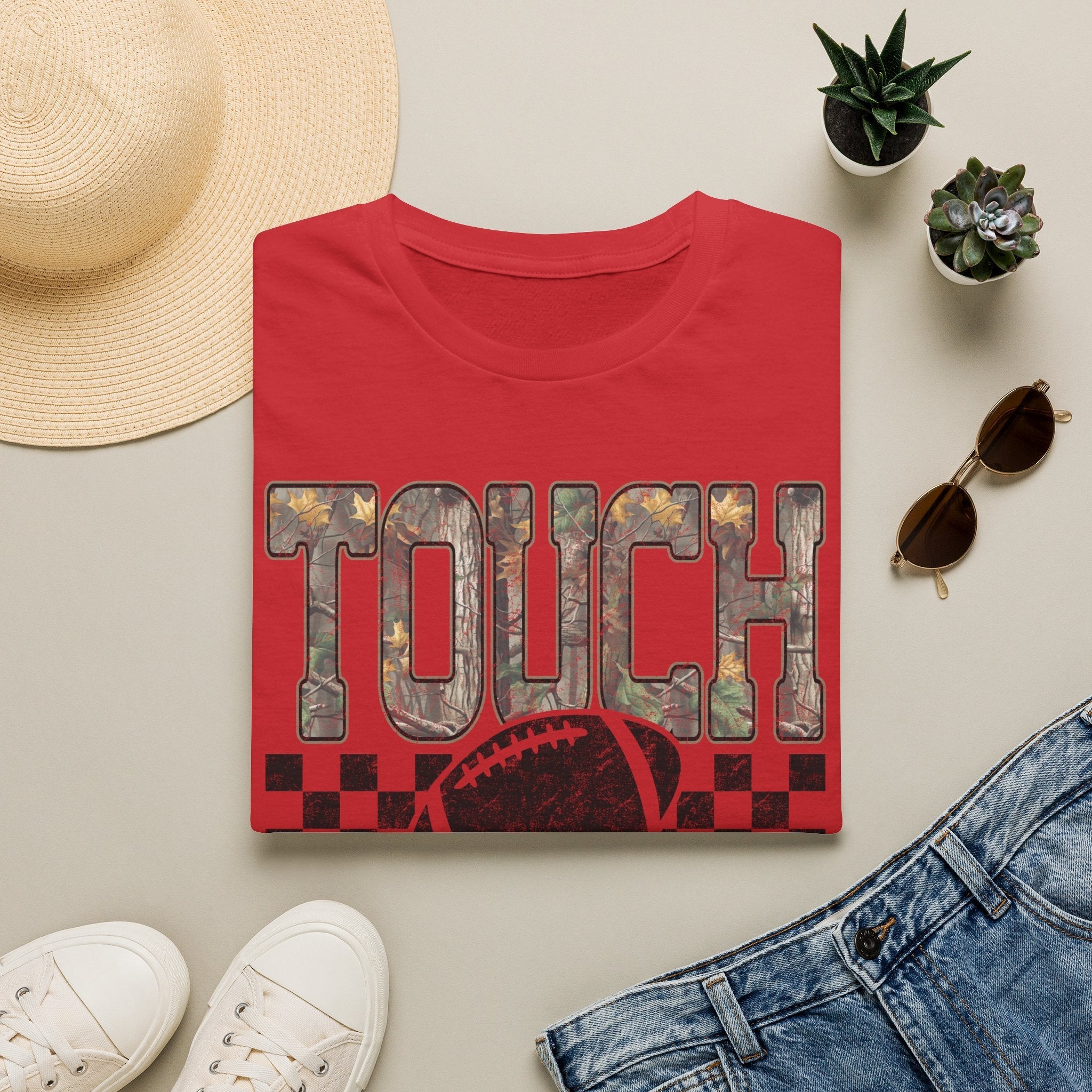 Touchdown Football T-Shirt — Vintage Camo Gridiron Tee - Rooted & Reckless Co.