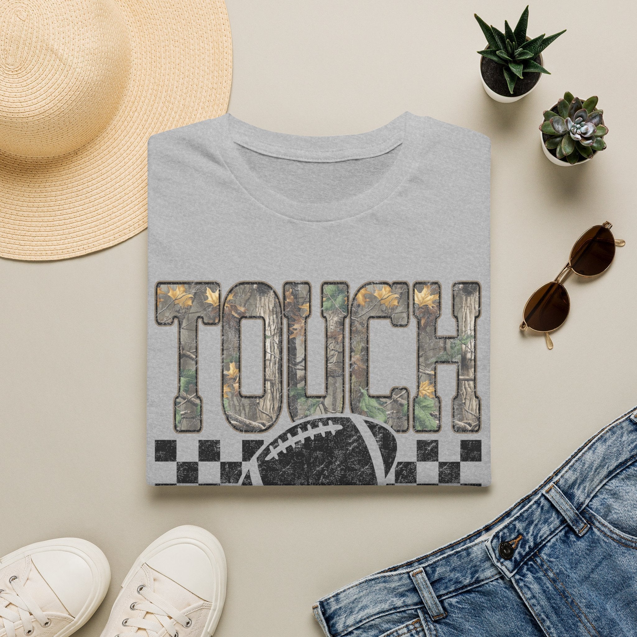 Touchdown Football T-Shirt — Vintage Camo Gridiron Tee - Rooted & Reckless Co.