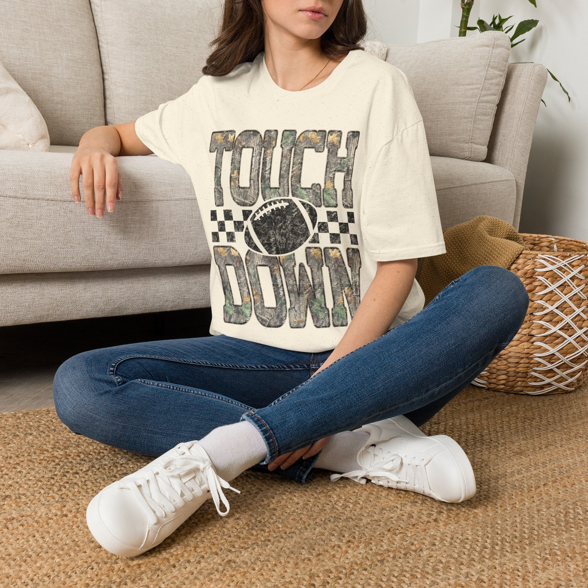 Touchdown Football T-Shirt — Vintage Camo Gridiron Tee - Rooted & Reckless Co.