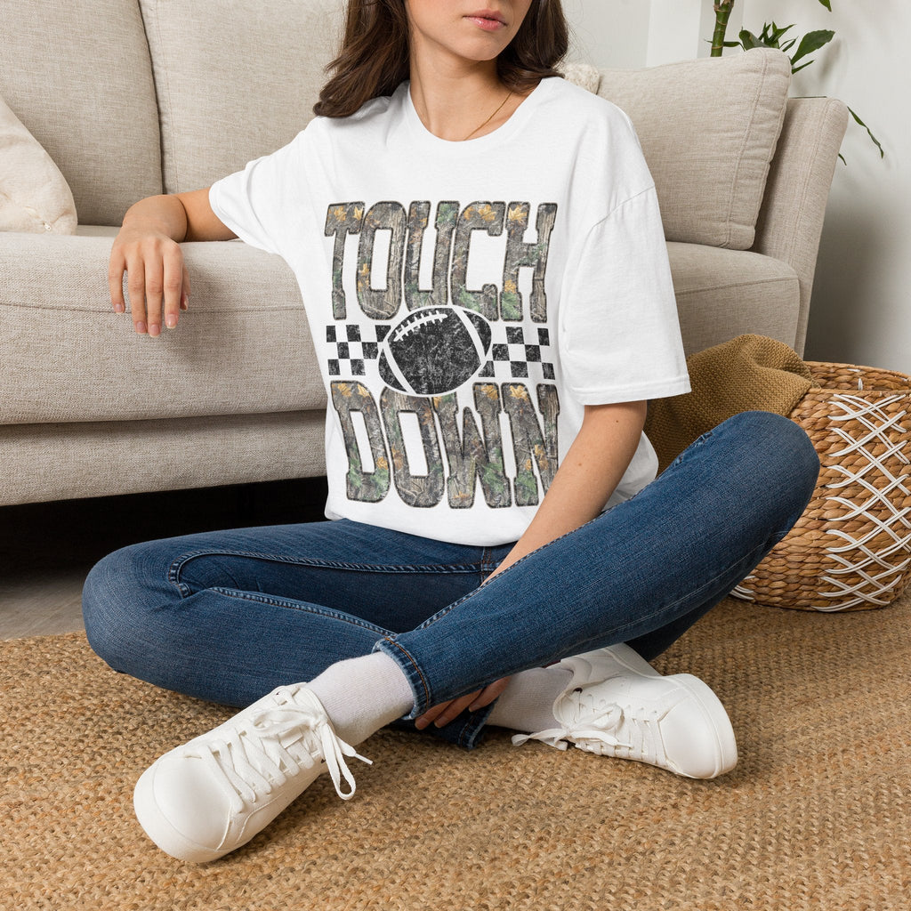 Touchdown Football T-Shirt — Vintage Camo Gridiron Tee - Rooted & Reckless Co.