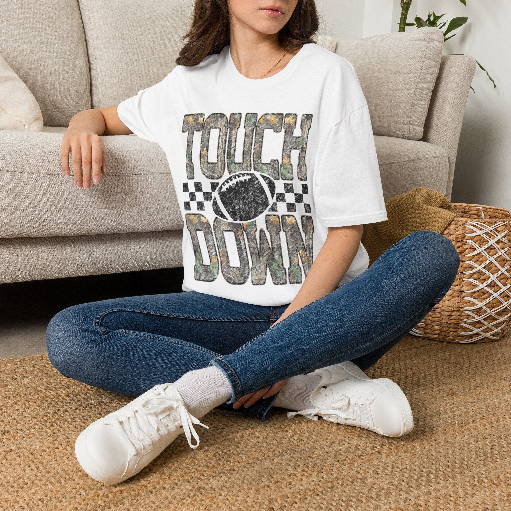 Touchdown Football T-Shirt — Vintage Camo Gridiron Tee - Rooted & Reckless Co.