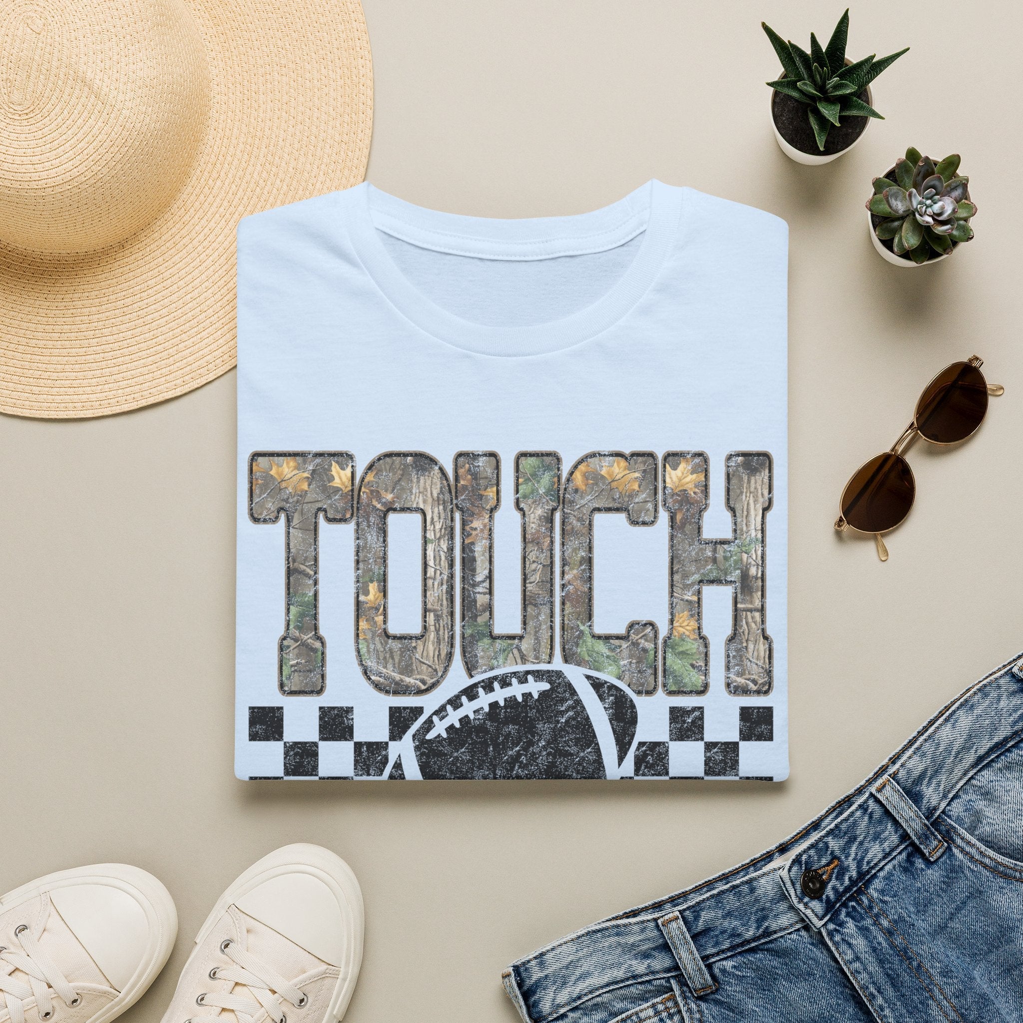 Touchdown Football T-Shirt — Vintage Camo Gridiron Tee - Rooted & Reckless Co.