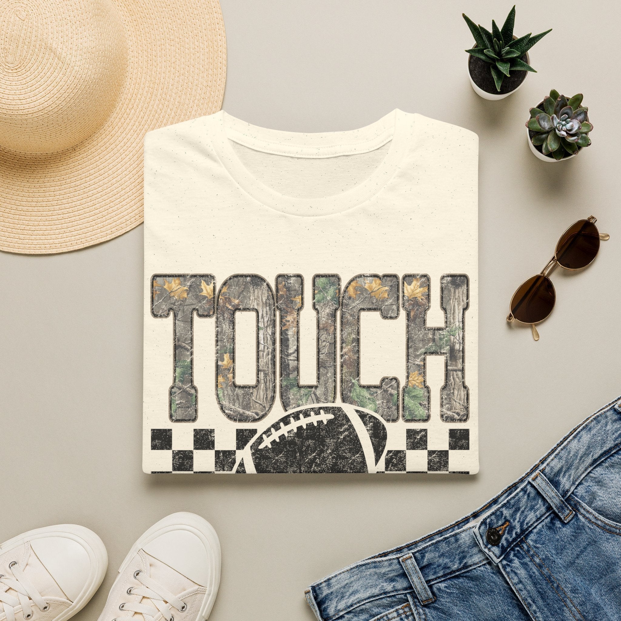 Touchdown Football T-Shirt — Vintage Camo Gridiron Tee - Rooted & Reckless Co.