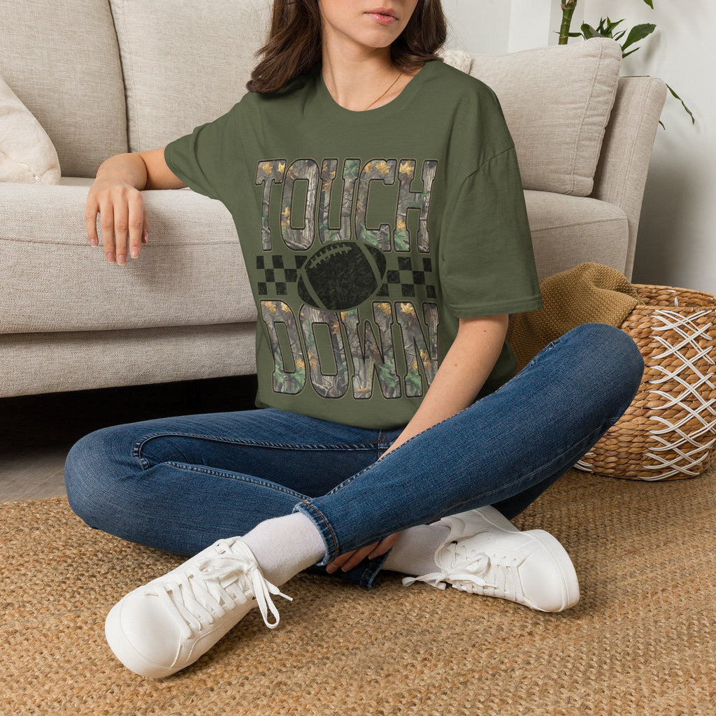 Touchdown Football T-Shirt — Vintage Camo Gridiron Tee - Rooted & Reckless Co.