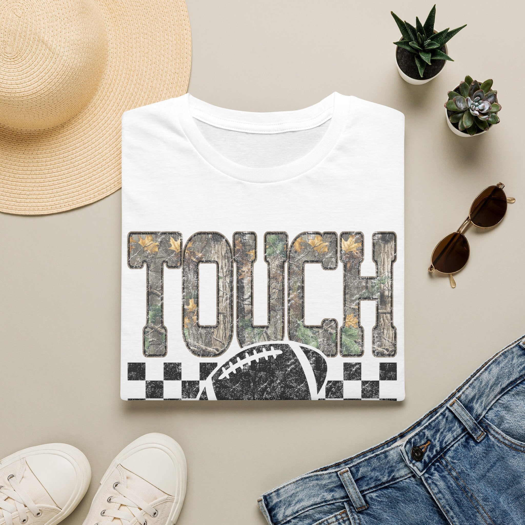 Touchdown Football T-Shirt — Vintage Camo Gridiron Tee - Rooted & Reckless Co.