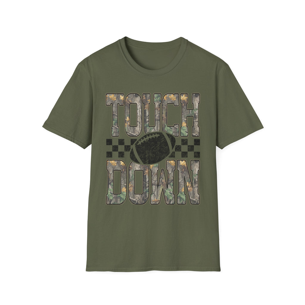 Touchdown Football T-Shirt — Vintage Camo Gridiron Tee - Rooted & Reckless Co.