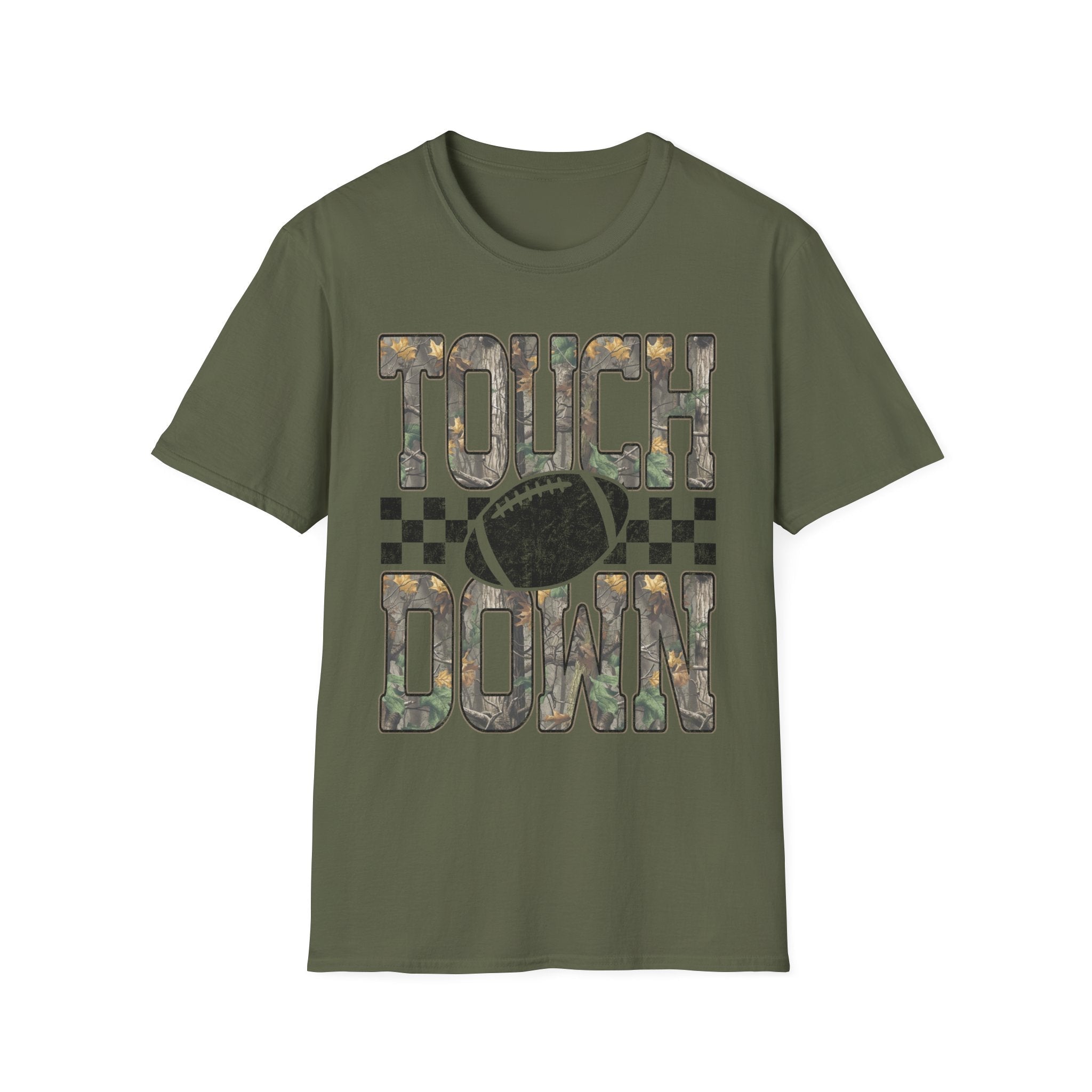 Touchdown Football T-Shirt — Vintage Camo Gridiron Tee - Rooted & Reckless Co.