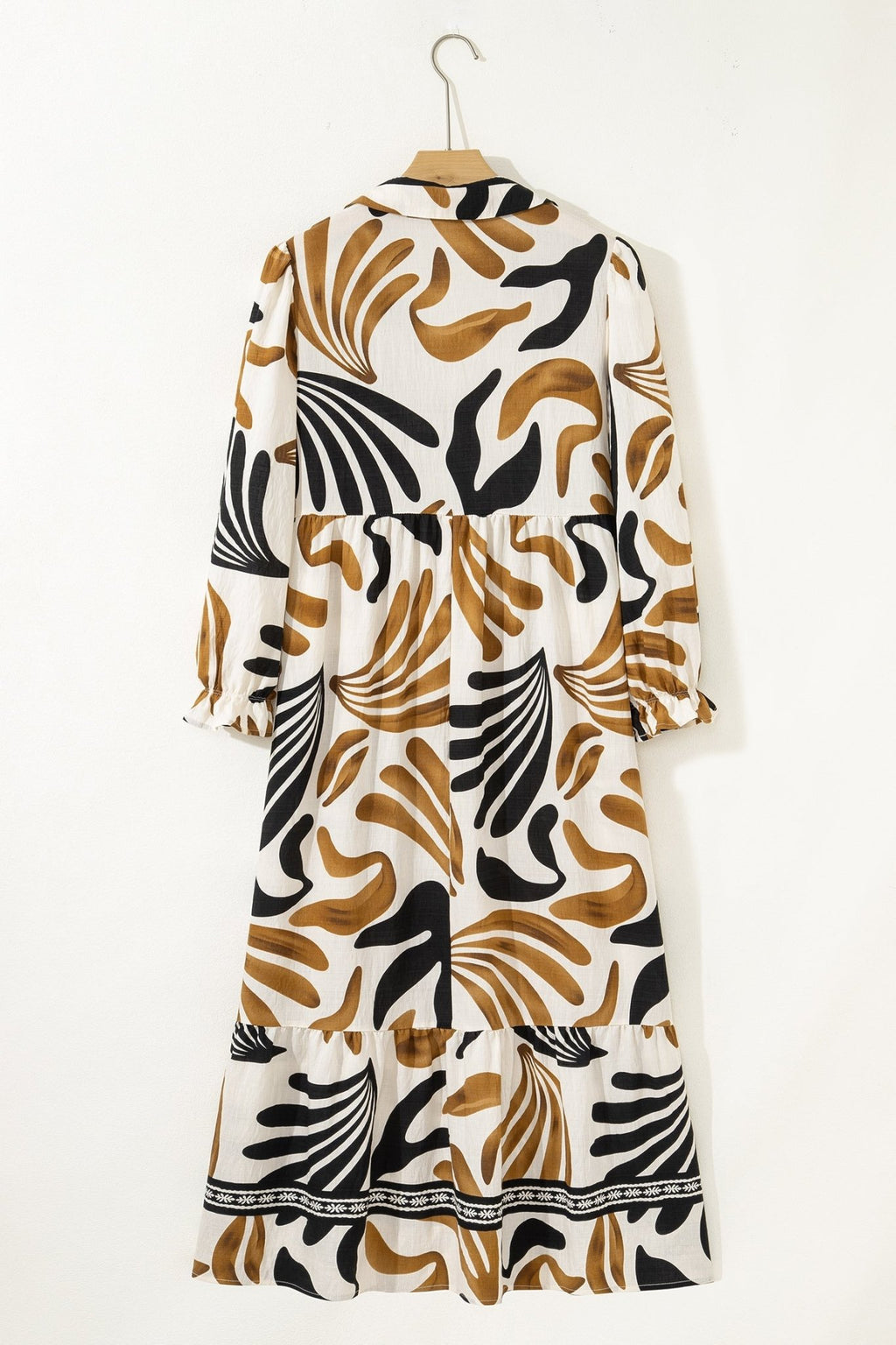 Tropical Contrast Trim Ruffle Hem Dress - Rooted & Reckless Co.