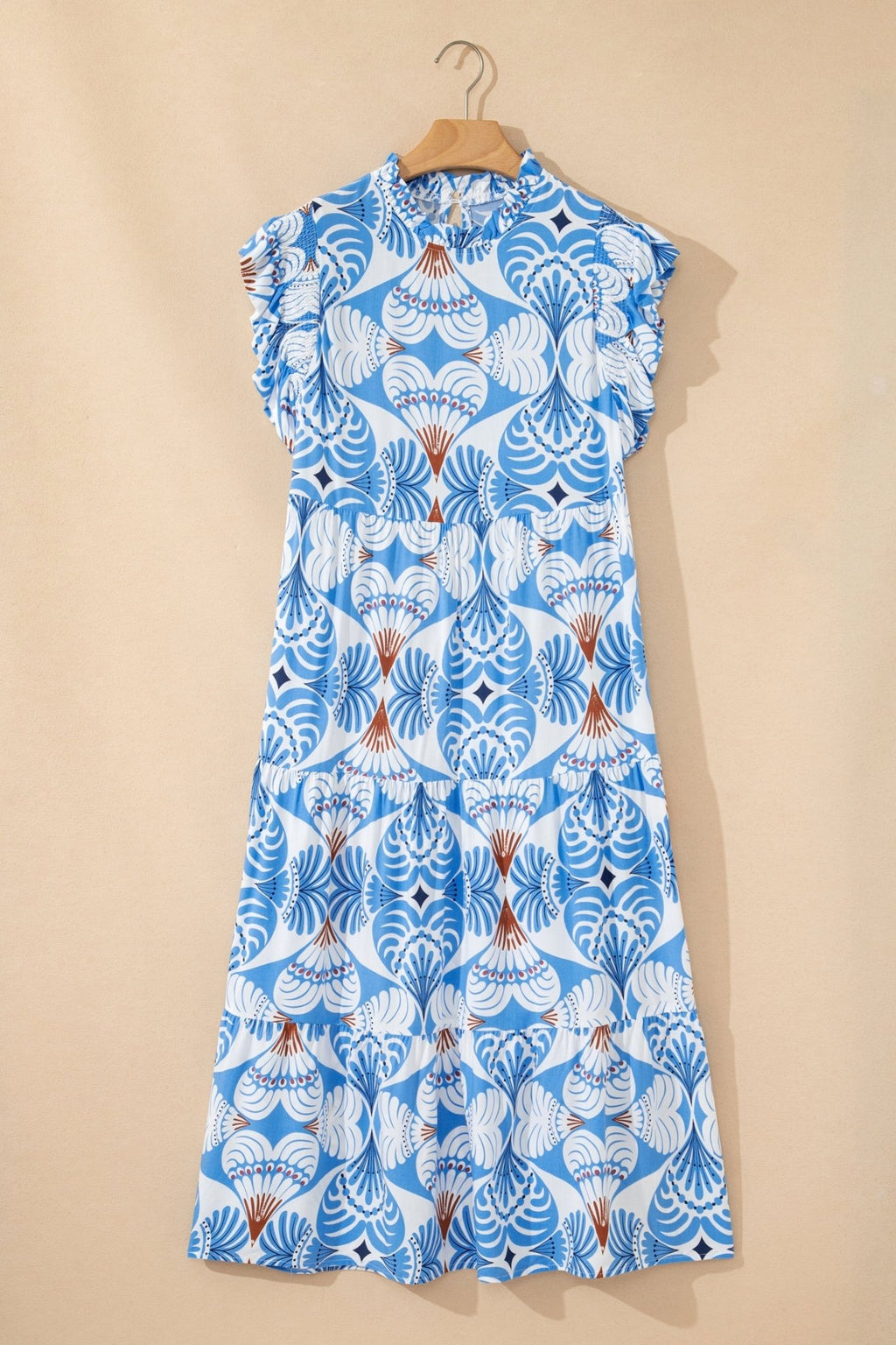 Tropical Floral Flutter Sleeve Midi Dress - Rooted & Reckless Co.