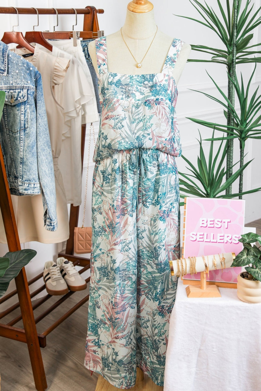 Tropical Palm Cropped Tank and Pants Set - Rooted & Reckless Co.